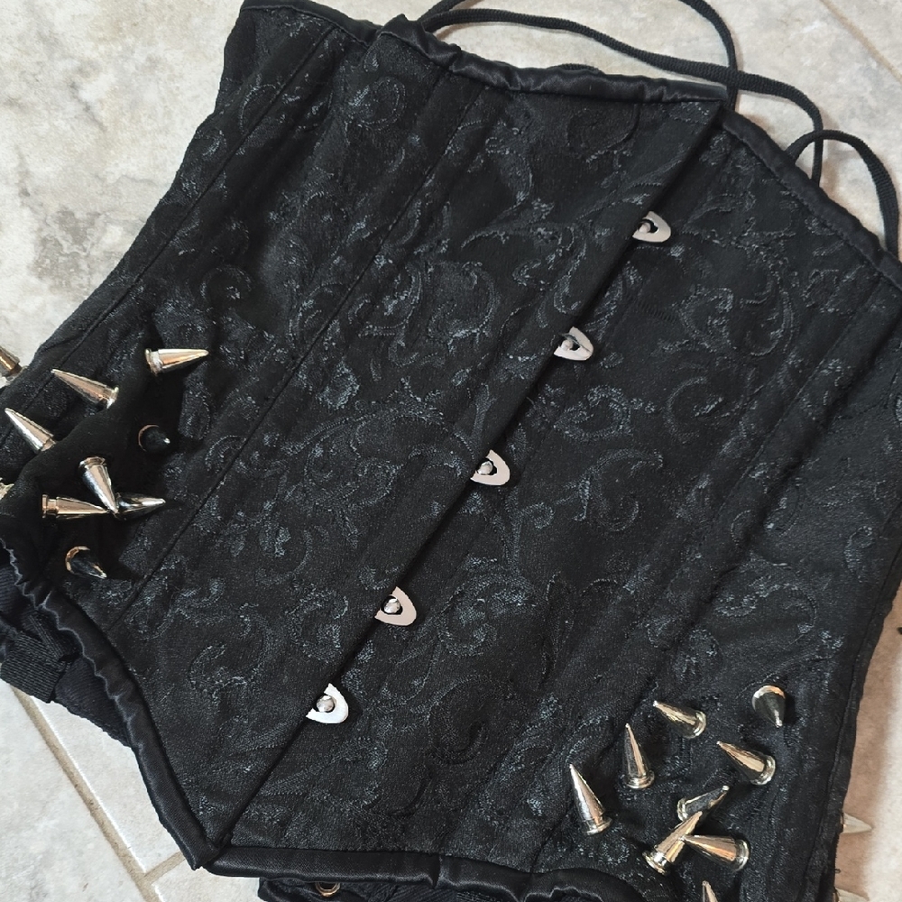 Black Corset with Silver Spikes